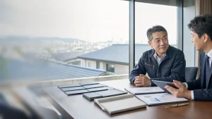 東京都の屋根業界M&Aと事業承継を相談する経営者とアドバイザー