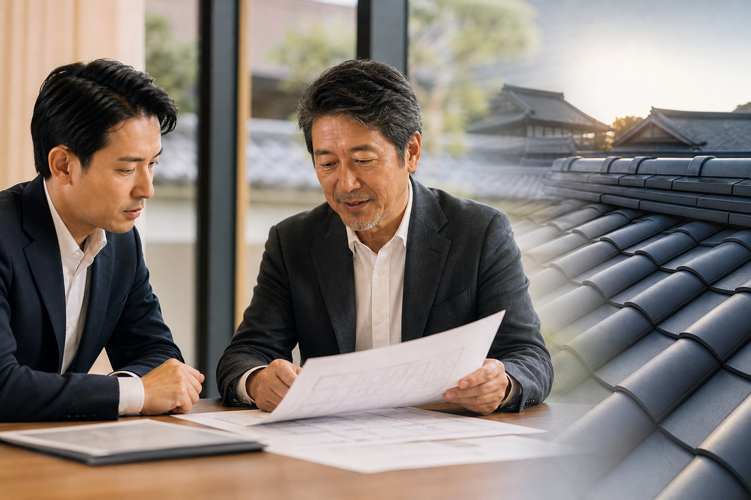 愛知県 瓦工事会社 M&Aについて相談する経営者とアドバイザー