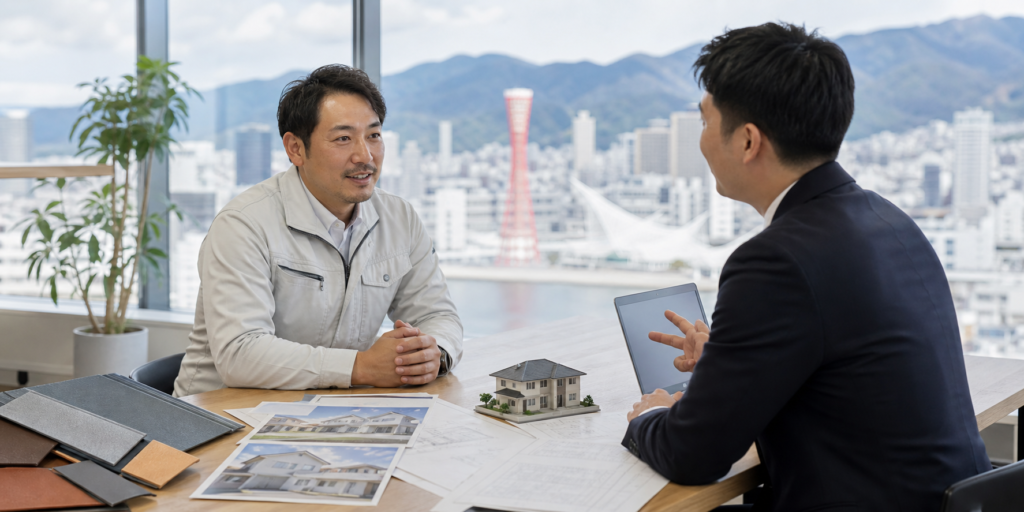兵庫県の外装リフォーム会社M&Aについて相談する経営者とアドバイザー