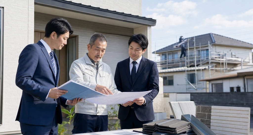 岡山県の外装リフォーム会社M&Aについて相談する経営者とアドバイザー