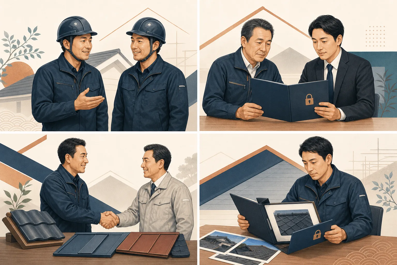 職人の雇用、情報管理、協力会社、施工保証という屋根会社承継の4つの論点